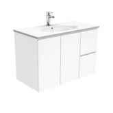 Fienza 900mm Rotondo Top With Fingerpull Cabinet Wall Hung - Gloss White
